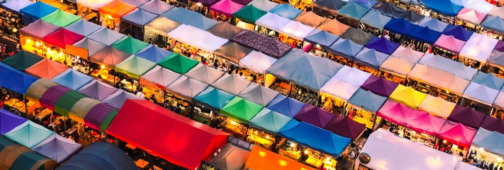 aerial photography of colorful tent